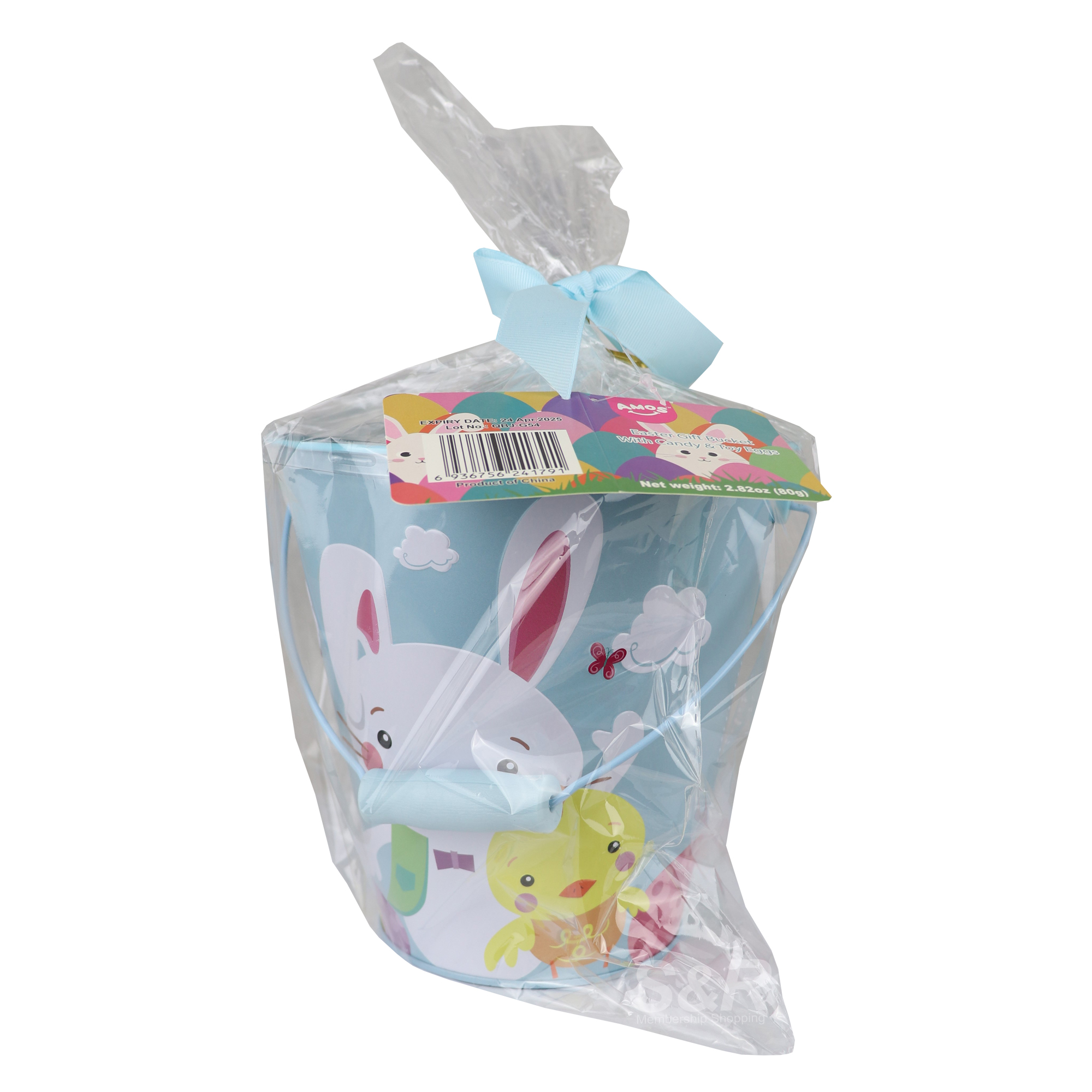 Amos Easter Gift Bucket With Jelly Bean Candy and Toy Eggs 80g
